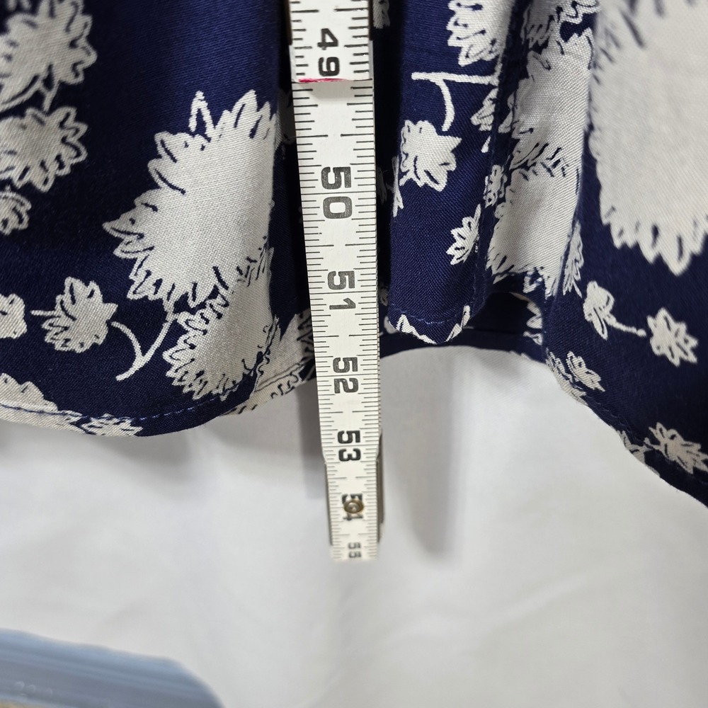 Anthropologie Maeve Motif Floral Midi Dress Size 12 Blue White Short Sleeve Boho - Picture 7 of 14